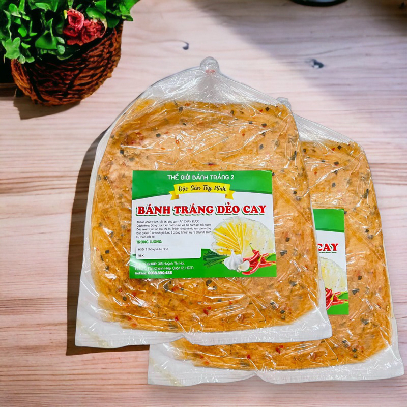 0.5kg bánh tráng dẻo Ớt Cay đặc sản Tây Ninh loại 1, cay, mềm, ngon! Ăn chay được