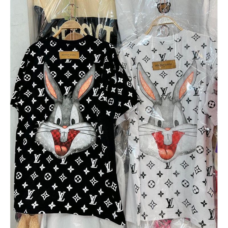 Áo Thun Thỏ Luôn Vui Tươi In Kín💕Áo Phông Chất Cotton Dày Dặn Dành Cho Nam Nữ Hàng Chuẩn Unisex