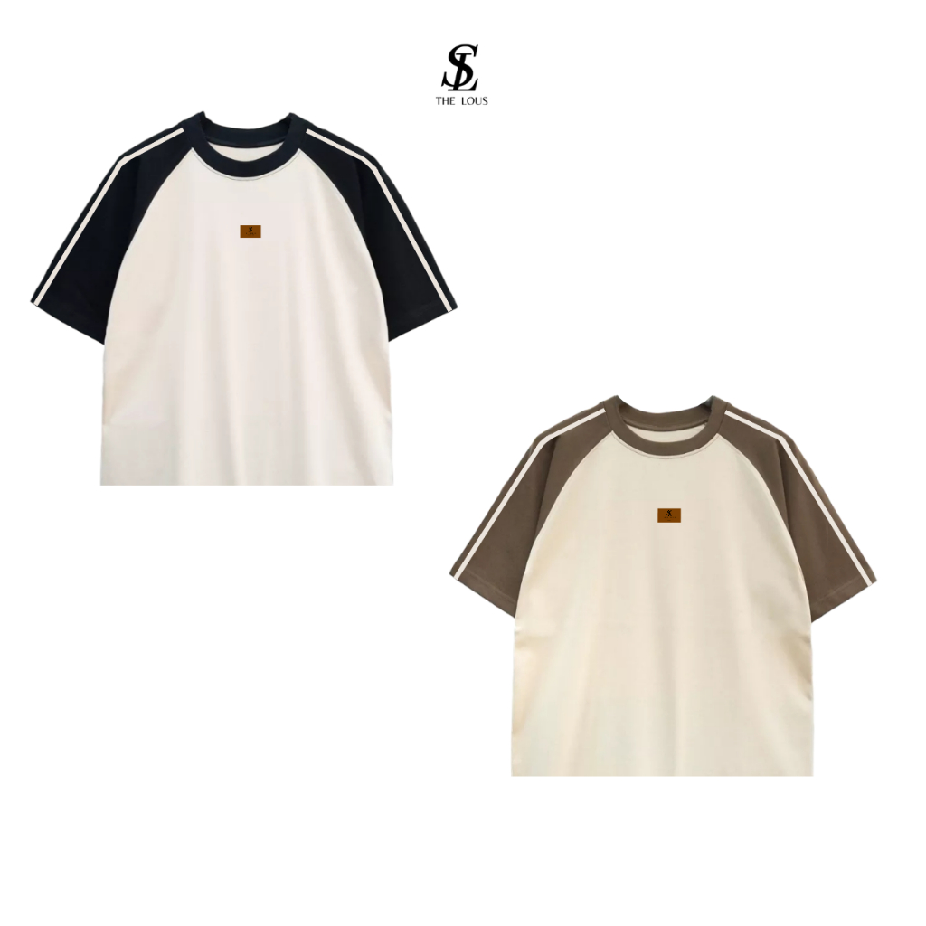 Áo thun baby tee The Lous áo phông raglan nam nữ phối sọc vai