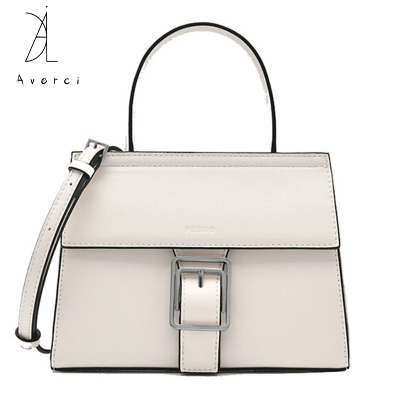 AVERCI Túi Đeo Chéo, Túi Xách Nữ Cầm Tay Da Tấm Dày Dặn 3 Màu Đen - Trắng - Nâu 20cm AVC323258