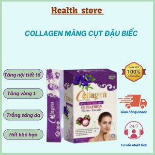 Collagen măng cụt đậu biếc health store colagen măng cụt đậu biếc zenpali tăng nội tiết tố mờ nám tàn nhang hộp 30 gói