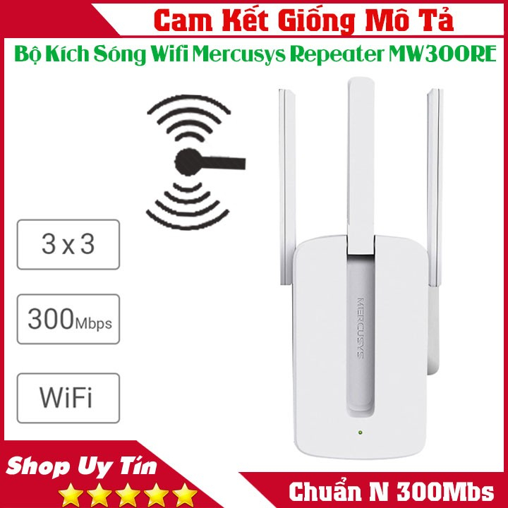 Bộ Kích Sóng , Mở Rộng Sóng WiFi 300Mbps Loại 3 Ăng Ten MW300RE Mercusys , Hàng Mới Chính Hãng Bh24T