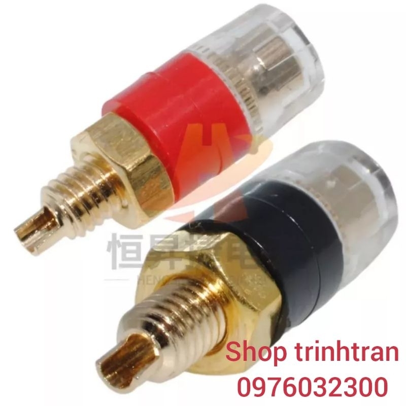 Jack ra loa Đồng 8mm đen/ đỏ, Cọc Loa Đơn Đồng Có Vỏ Bọc Nhựa tránh chạm chập với vỏ.