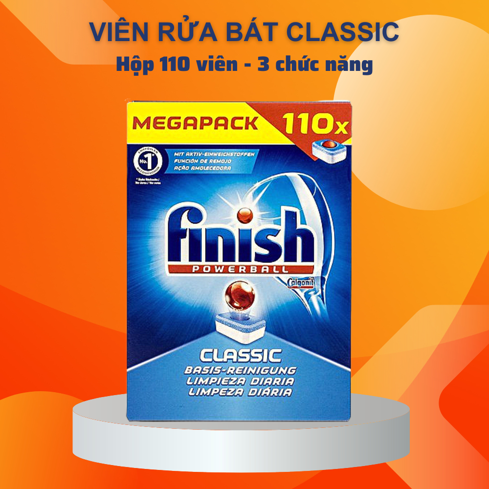 Viên rửa chén Finish PowerBall Essential 100 viên, All in 1 mới dùng cho máy rửa bát - Nhập khẩu Chính hãng