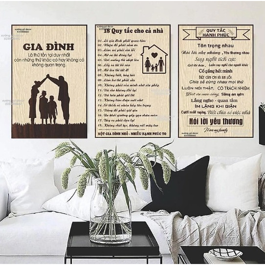 Bảng Gỗ Quy Tắc Gia Đình, Tranh Treo Tường Gia đình, Những Quy Tắc Để Con Có Cuộc Sống Hạnh Phúc