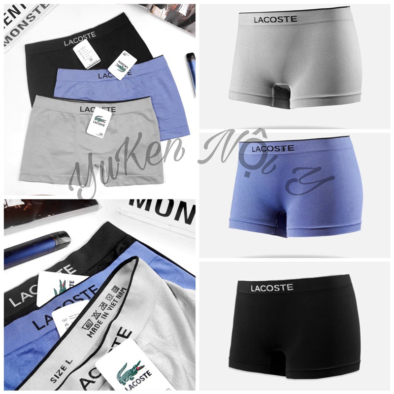 Quần Lót Nam Boxer-Quần Xì Đùi-Sợi Dệt Kim Mềm,Mịn Thêu Logo LACOSTE