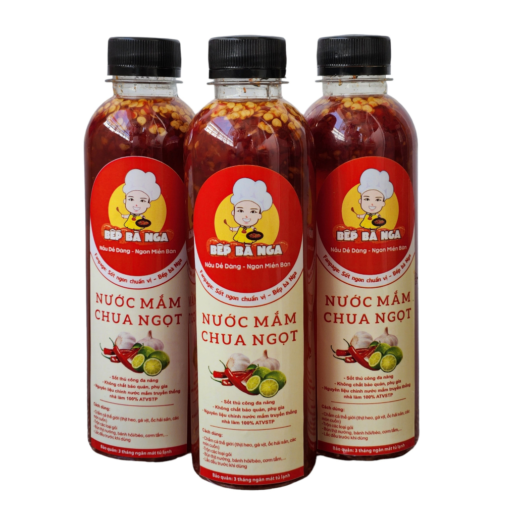 Nước mắm chua ngọt Bếp Bà Nga, sốt trộn hoặc chấm, nấu thủ công từ 100% mắm cá cơm nguyên chất (400gr/chai)