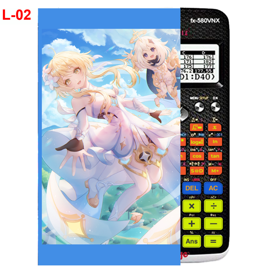 Decal - hình dán Máy tính CASIO fx570, fx580, ...nhân vật Lumine - Gemshin Impact