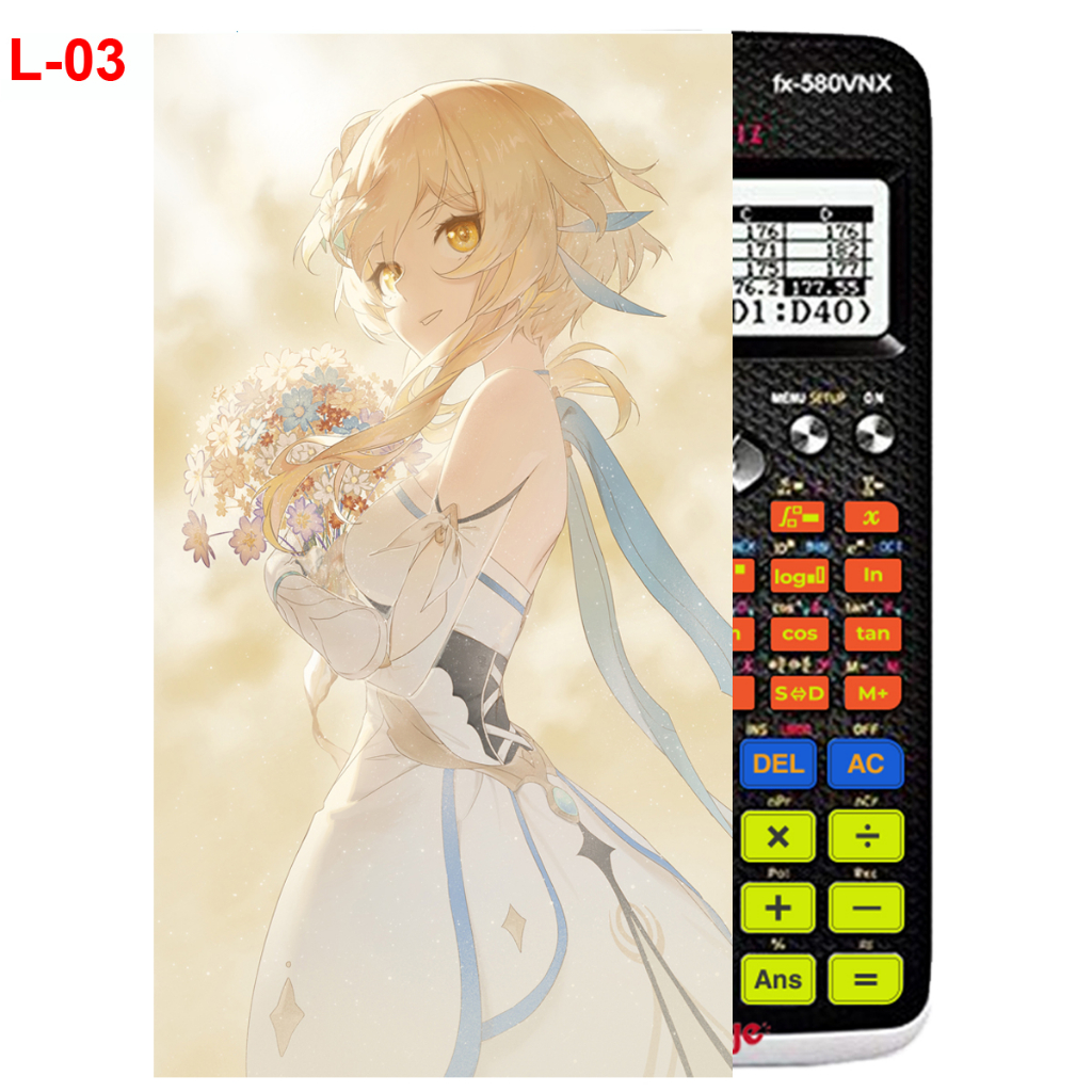 Decal - hình dán Máy tính CASIO fx570, fx580, ...nhân vật Lumine - Gemshin Impact