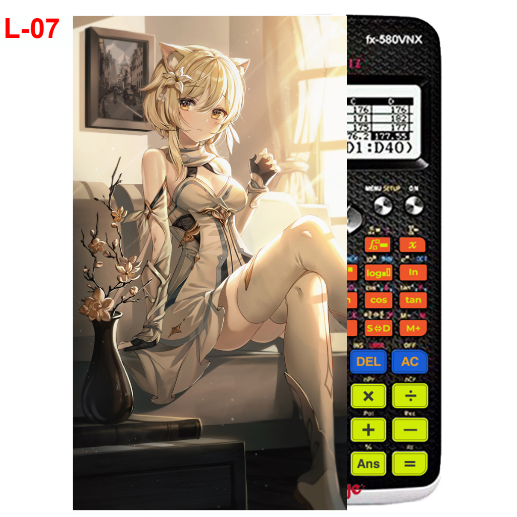 Decal - hình dán Máy tính CASIO fx570, fx580, ...nhân vật Lumine - Gemshin Impact