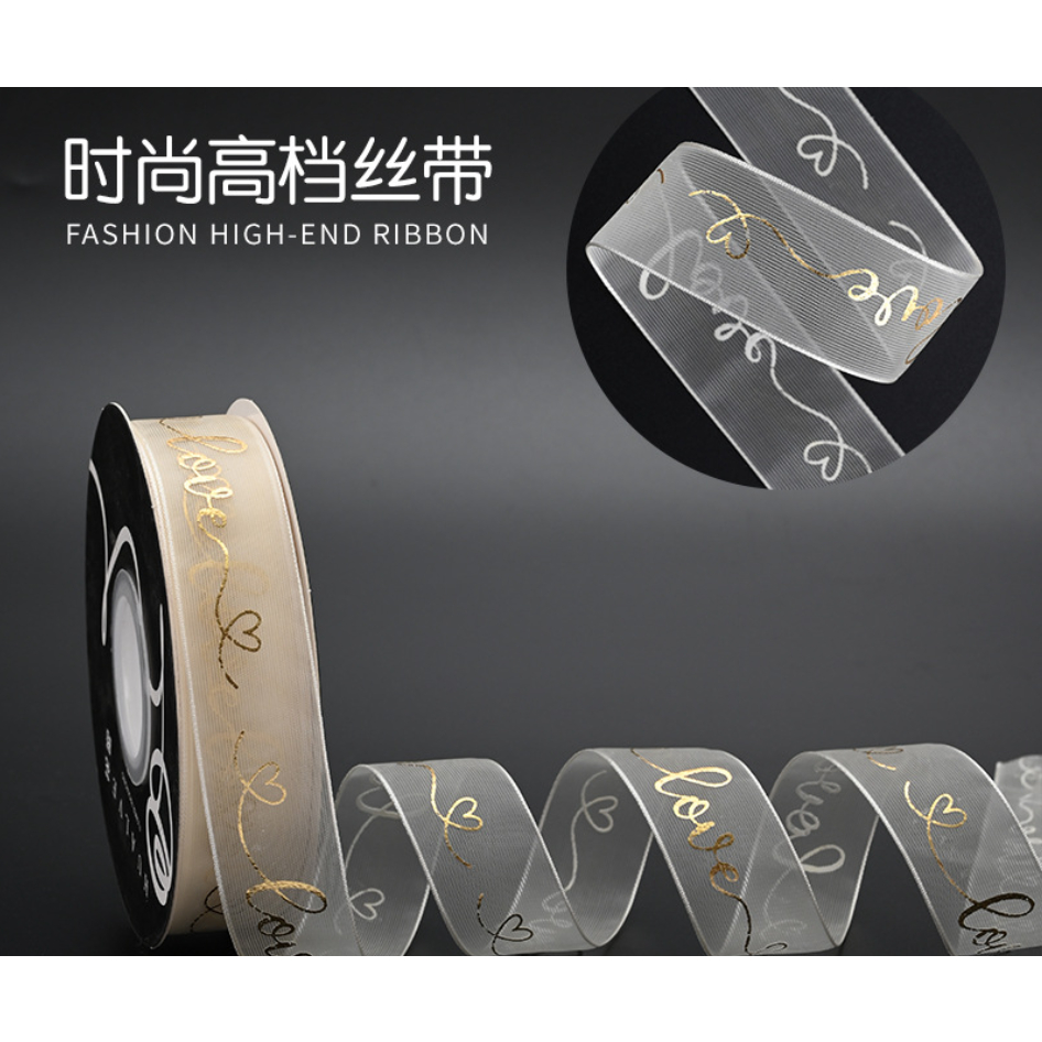 Ruy băng voan chữ ánh vàng