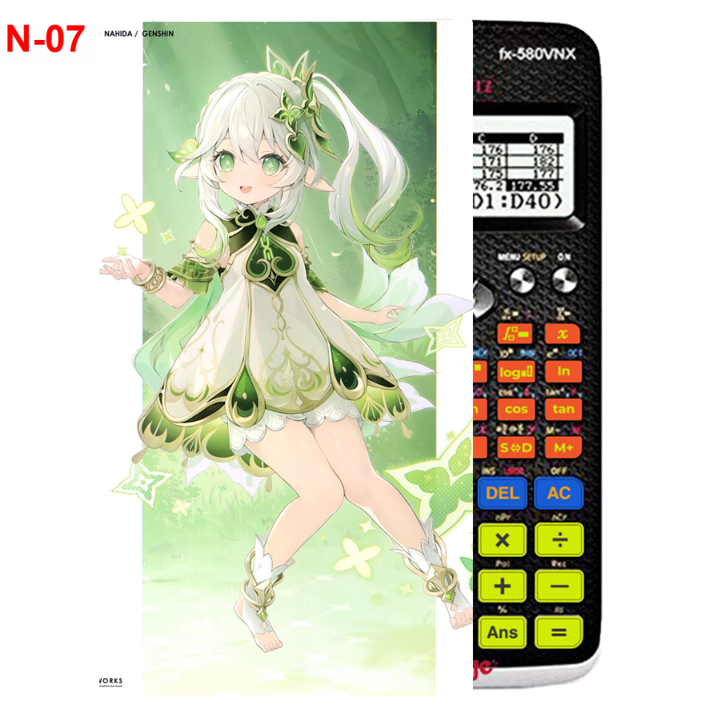 Decal - hình dán Máy tính CASIO fx570, fx580, ...nhân vật nahida pointy - Gemshin Impact
