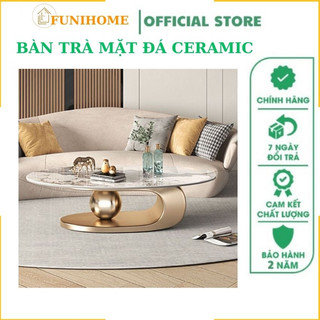 Bàn trà cao cấp fiona mặt đá vân mây chân inox mạ pvd cao cấp trang trọng nhập khẩu