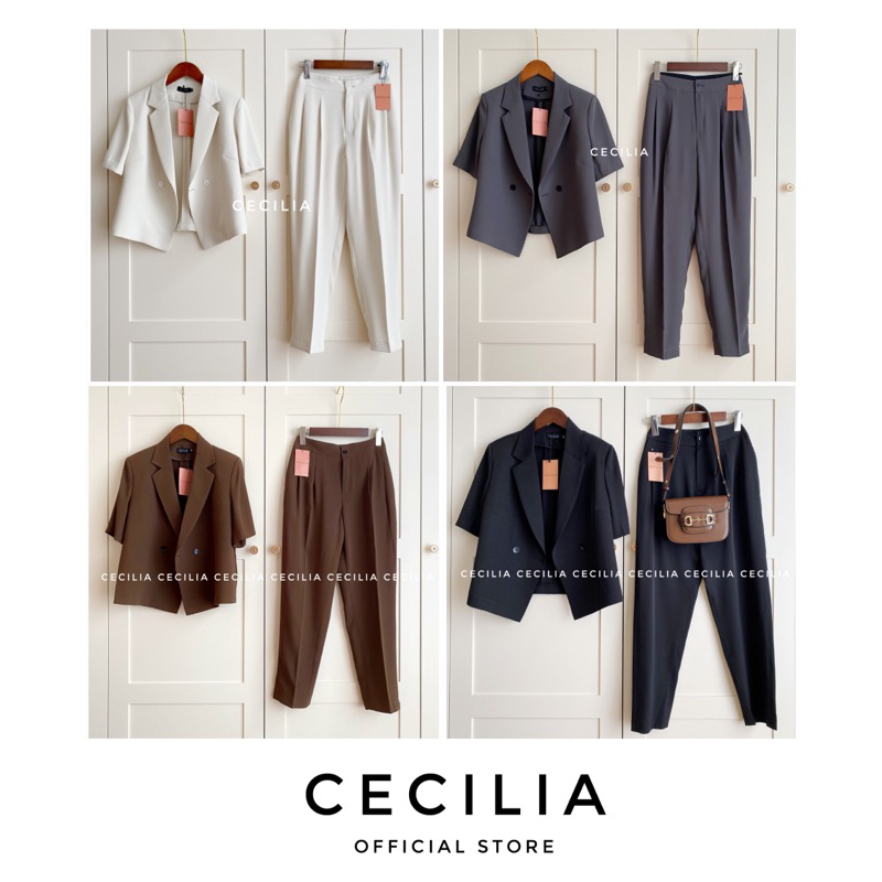 (Ảnh thật) Set blazer CLEMENTINE By CECILIA áo dáng suông ngắn cộc tay quần baggy