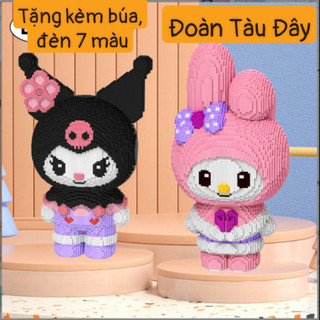 Thỏ melody và kuromi. cỡ lớn 55cm cao cấp, tặng búa, xếp hình Thỏ . đẹp, giá tốt, mô hình lắp ghép trưng bày quà tặng