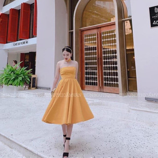 VÁY NHUNG QUÂY XOÈ KÈM VÒNG CỔ - kèm ảnh thật