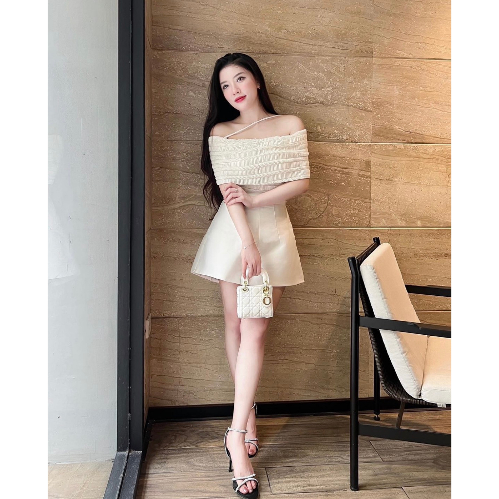 Hàng loại 1 Set Áo trễ vai mix quần Tacta 2 lớp sang chảnh phong cách Hàn Quốc sẵn hàng loại 1 | BigBuy360 - bigbuy360.vn