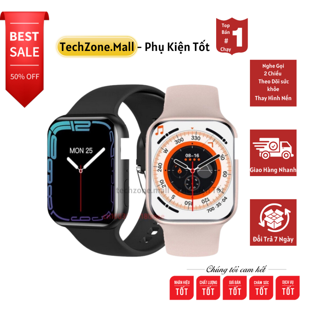 Đồng Hồ Thông Minh S R8 Bản 5.0 Kết Nối Bluetooth Nghe Gọi, Nhận Thông Báo Viền Thép Phong Cách Á - ÂU TECHZONE MALL
