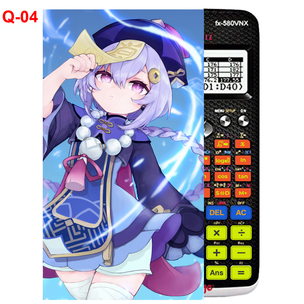 Decal - hình dán Máy tính CASIO fx570, fx580, ...nhân vật QIQI - Gemshin Impact