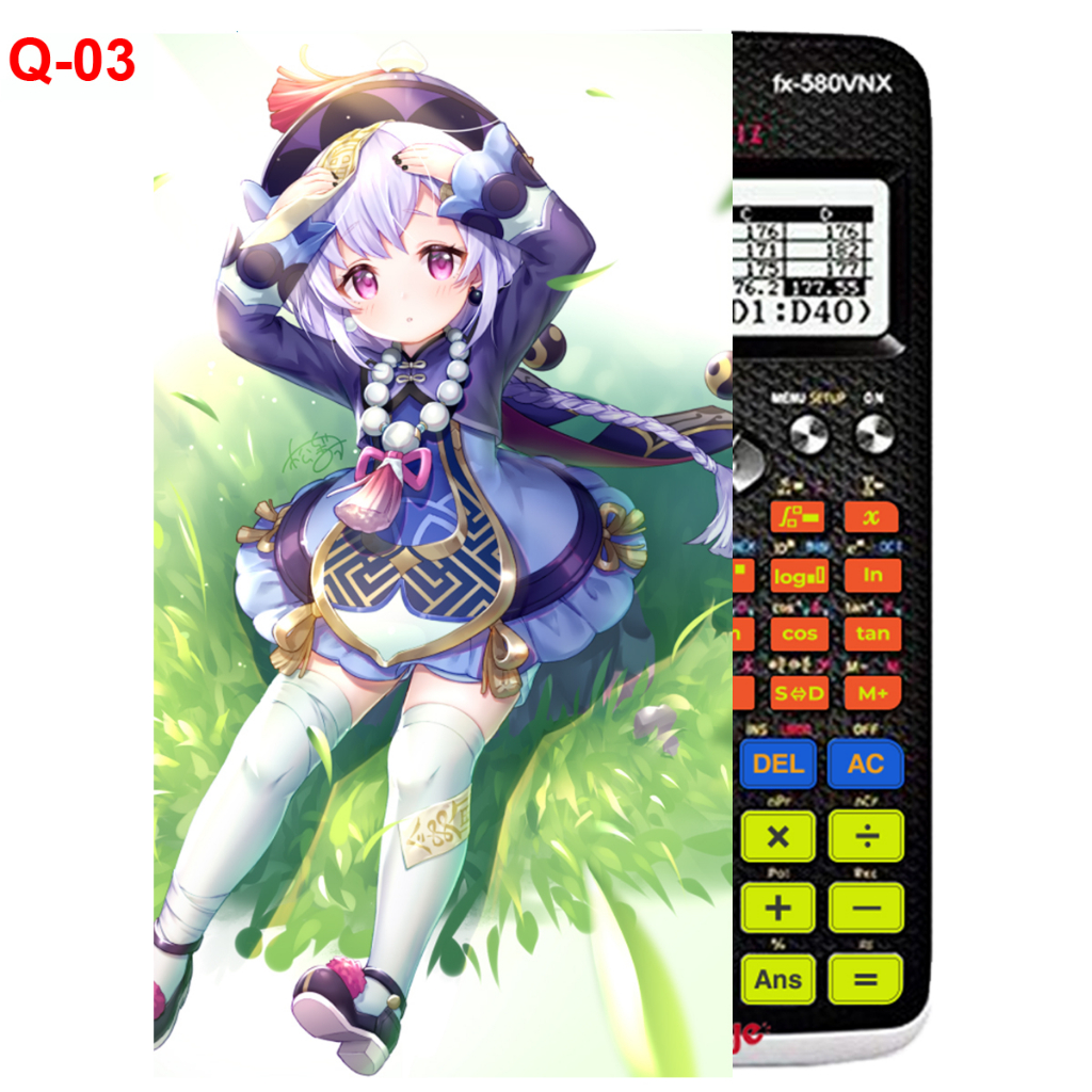 Decal - hình dán Máy tính CASIO fx570, fx580, ...nhân vật QIQI - Gemshin Impact