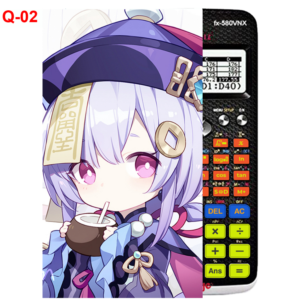 Decal - hình dán Máy tính CASIO fx570, fx580, ...nhân vật QIQI - Gemshin Impact