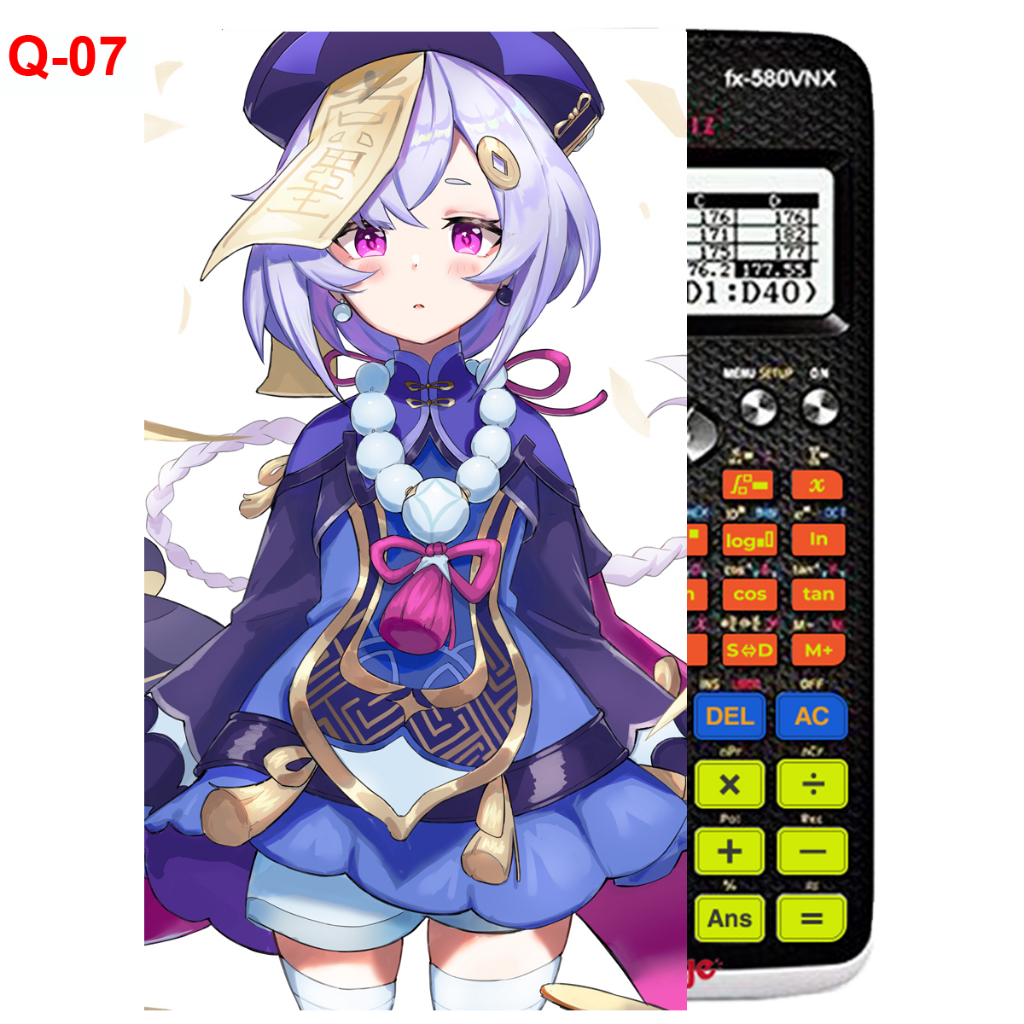 Decal - hình dán Máy tính CASIO fx570, fx580, ...nhân vật QIQI - Gemshin Impact