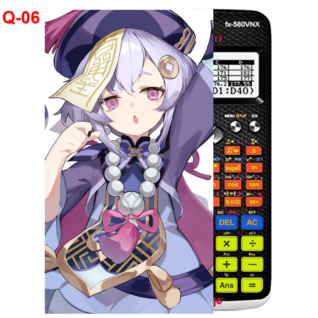 Decal - hình dán Máy tính CASIO fx570, fx580, ...nhân vật QIQI - Gemshin Impact