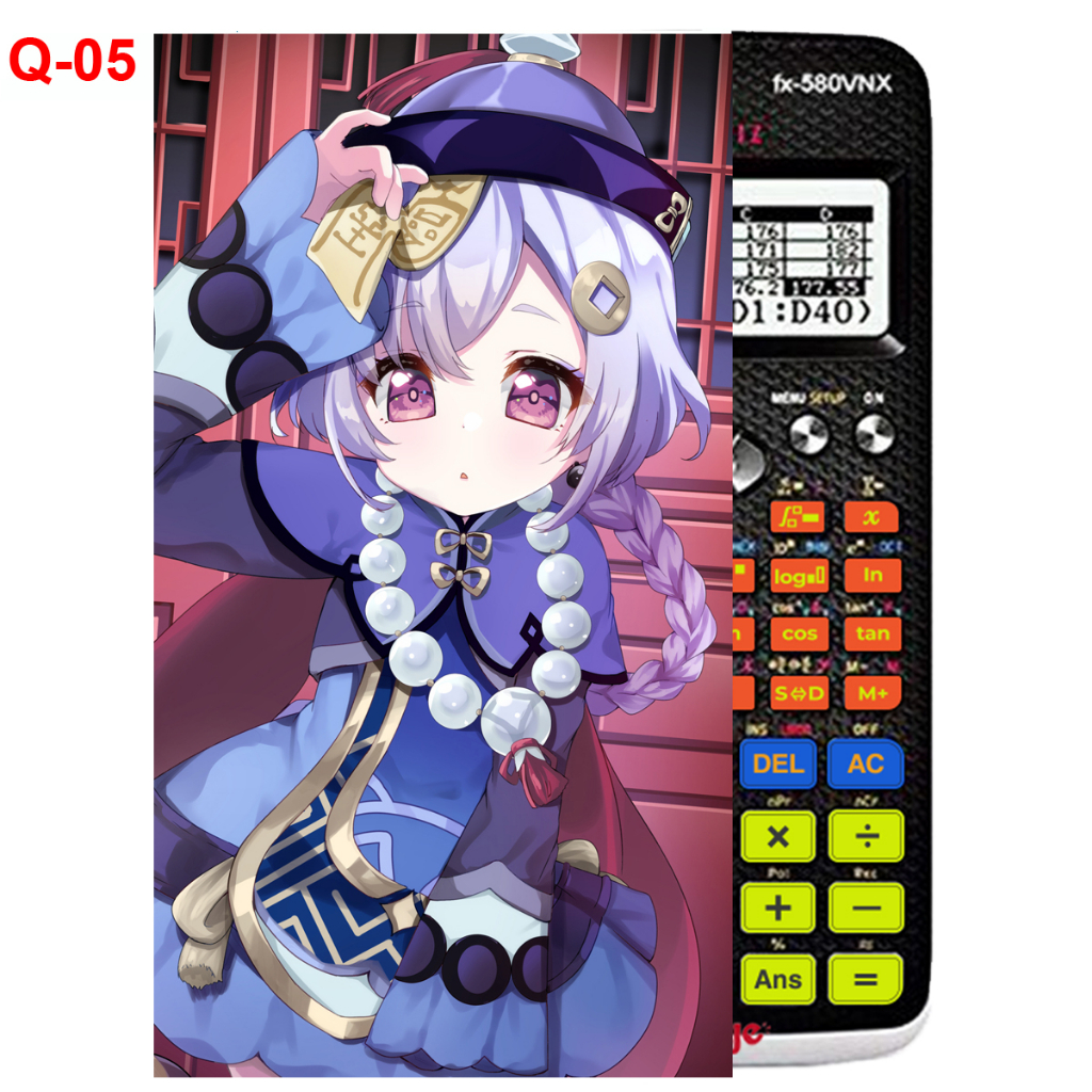 Decal - hình dán Máy tính CASIO fx570, fx580, ...nhân vật QIQI - Gemshin Impact