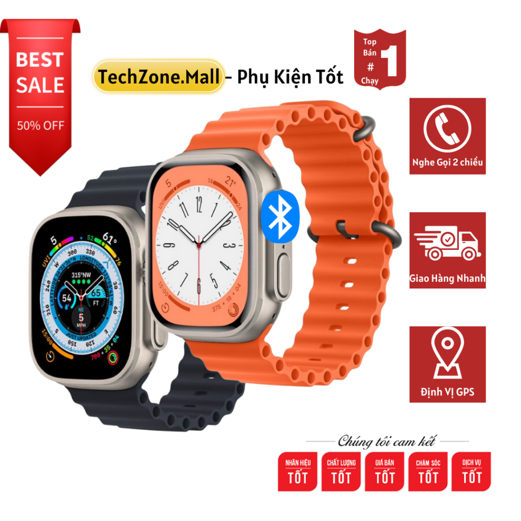 Đồng Hồ Thông Minh Watch Ultra Nghe Gọi, Hiện Thông Báo Tin Nhắn, Theo Dõi Sức Khỏe, Hỗ Trợ Thể Thao, Đẹp MắTechZoneMall