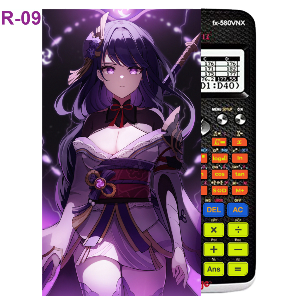 Decal - hình dán Máy tính CASIO fx570, fx580, ...nhân vật Raiden Makoto - Gemshin Impact