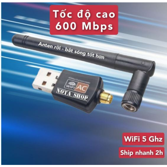 Nâng cấp WiFi 5G dễ dàng với USB WIFI 600Mbps cho máy bàn PC và laptop, card mạng usb hai băng tầng 2.4 / 5GHz