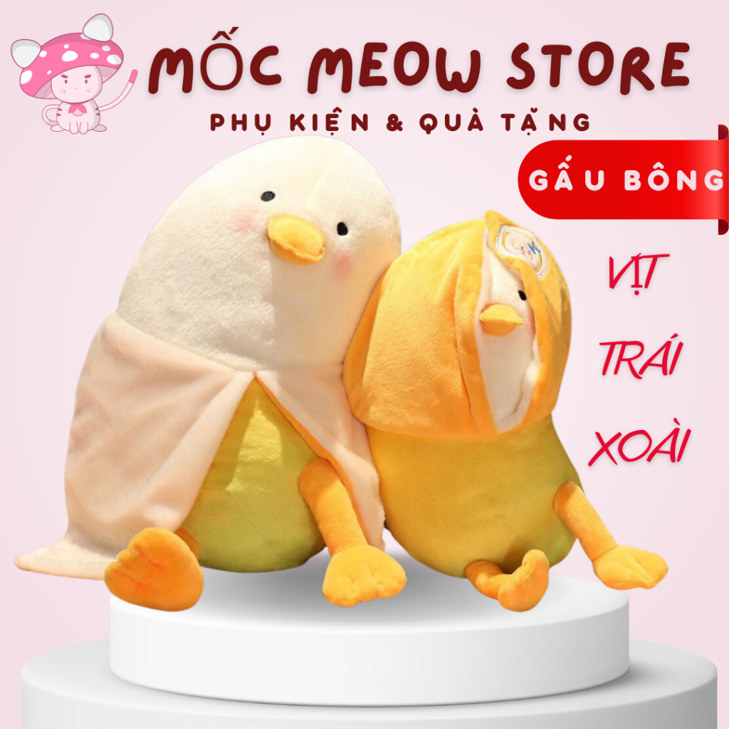 GẤU BÔNG 2 trong 1-Vịt bông Trái Xoài- Nhung mịn, bông xốp dễ thương-Mốc Meow🍄