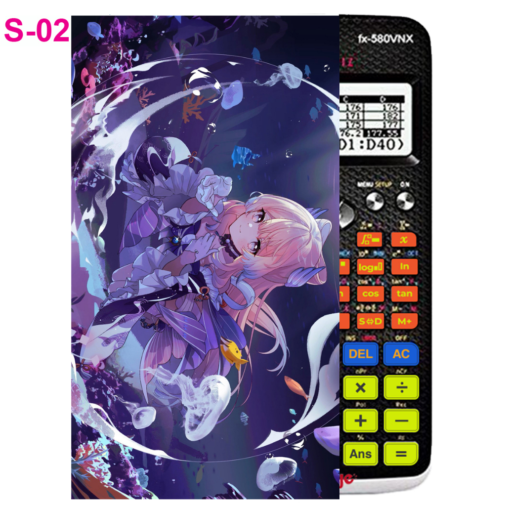 Decal - hình dán Máy tính CASIO fx570, fx580, ...nhân vật Sangonomiya Kokomi - Gemshin Impact