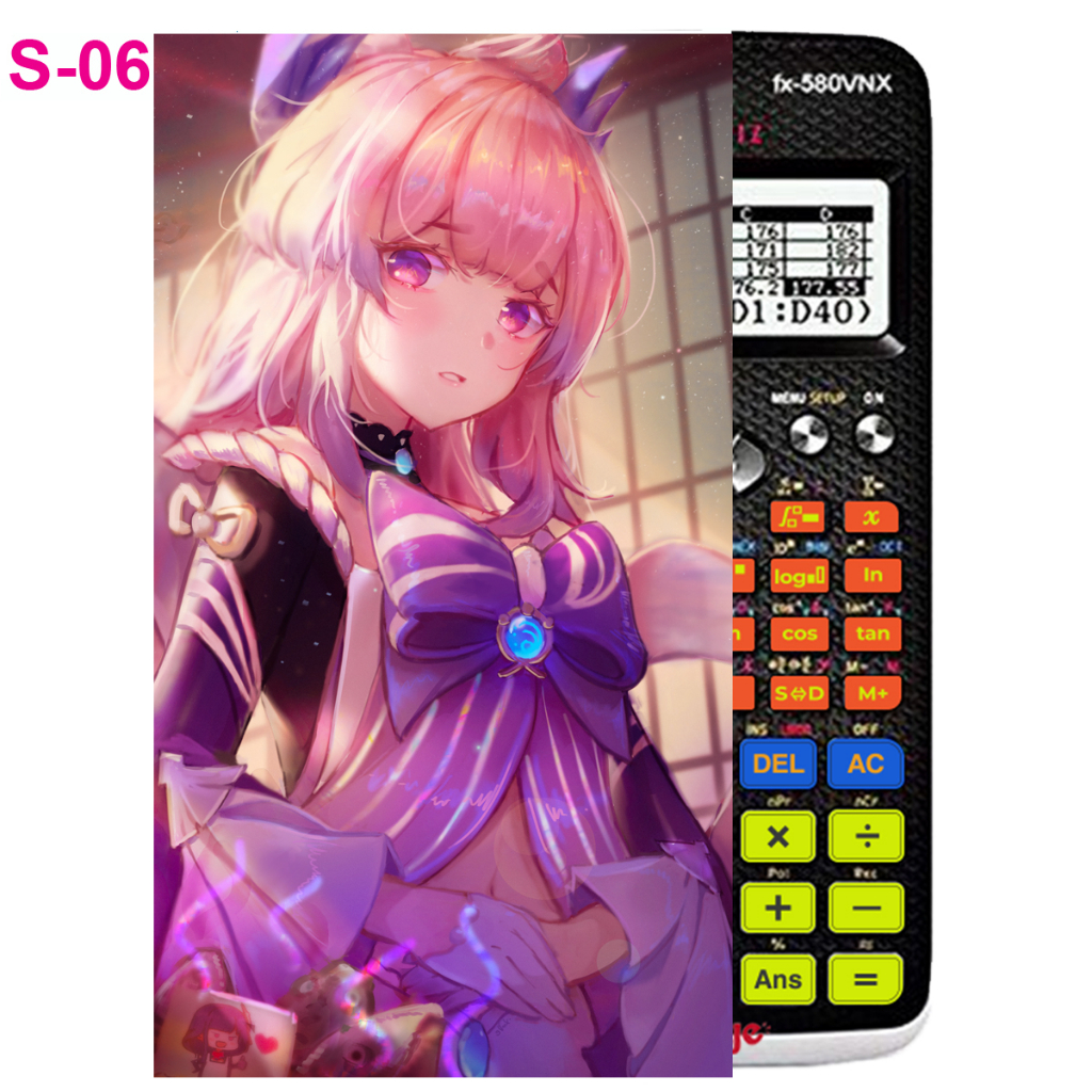 Decal - hình dán Máy tính CASIO fx570, fx580, ...nhân vật Sangonomiya Kokomi - Gemshin Impact