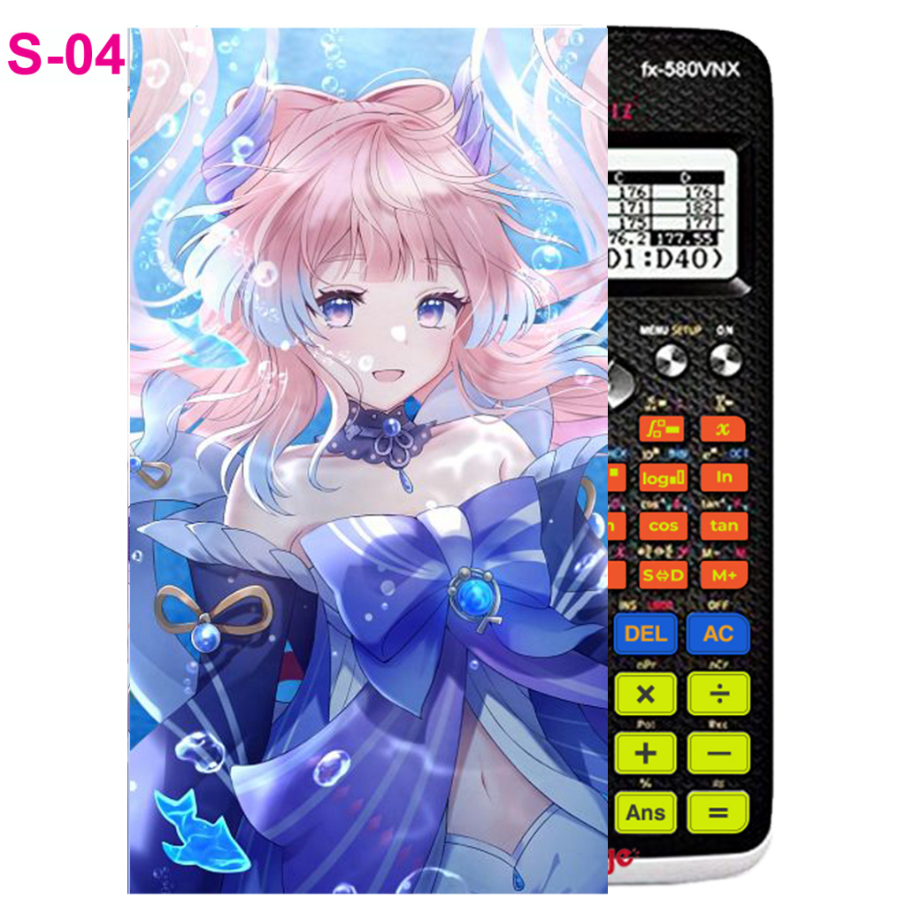 Decal - hình dán Máy tính CASIO fx570, fx580, ...nhân vật Sangonomiya Kokomi - Gemshin Impact