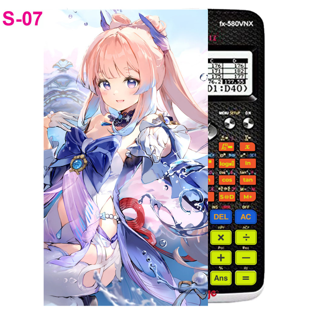 Decal - hình dán Máy tính CASIO fx570, fx580, ...nhân vật Sangonomiya Kokomi - Gemshin Impact