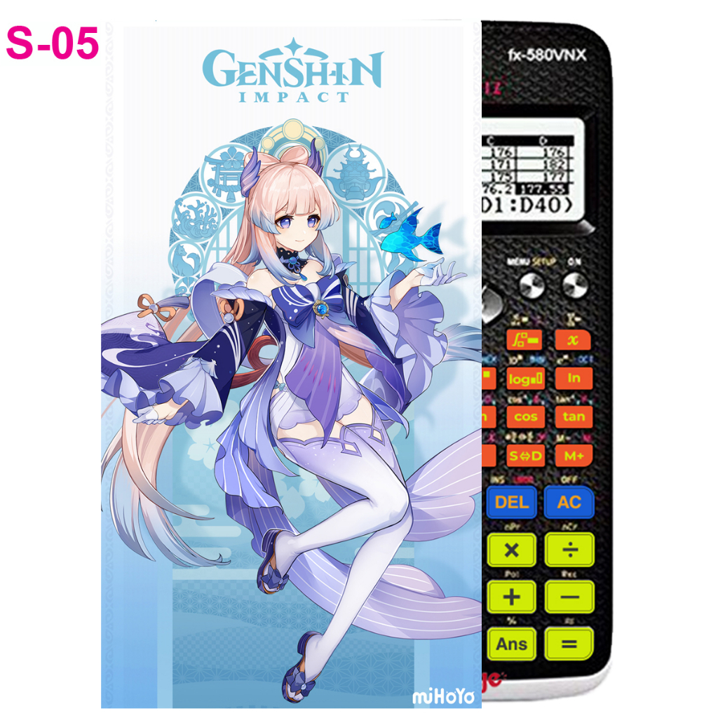Decal - hình dán Máy tính CASIO fx570, fx580, ...nhân vật Sangonomiya Kokomi - Gemshin Impact