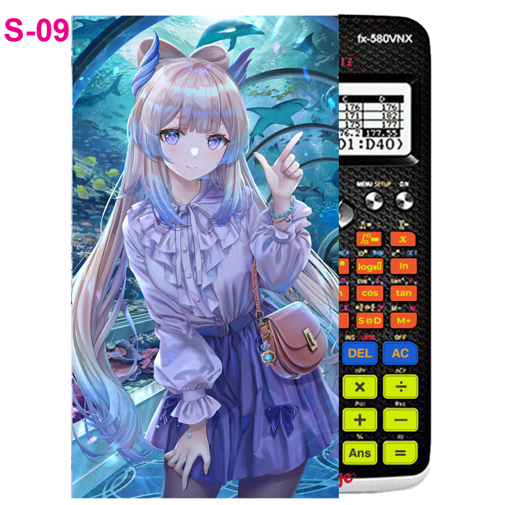 Decal - hình dán Máy tính CASIO fx570, fx580, ...nhân vật Sangonomiya Kokomi - Gemshin Impact