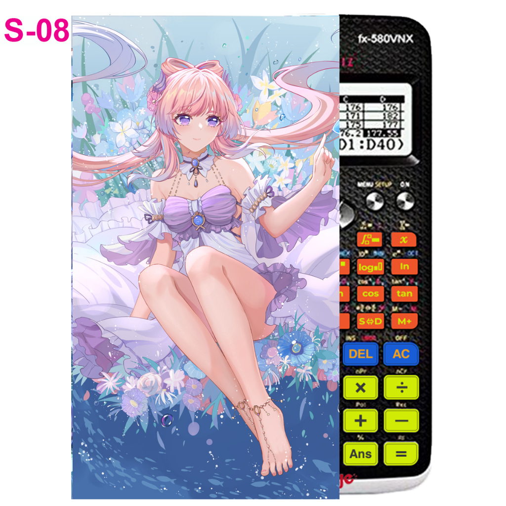 Decal - hình dán Máy tính CASIO fx570, fx580, ...nhân vật Sangonomiya Kokomi - Gemshin Impact