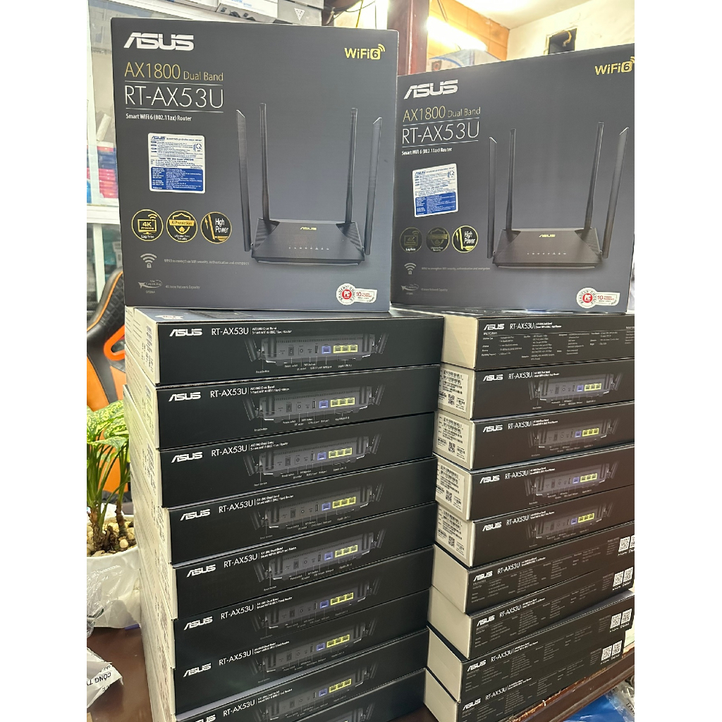 Bộ phát Wifi6 ASUS RT-AX53U, Chuẩn AX1800 Băng Tần Kép - Hàng Mới Chính Hãng BH36T