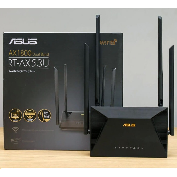 Bộ phát Wifi6 ASUS RT-AX53U, Chuẩn AX1800 Băng Tần Kép - Hàng Mới Chính Hãng BH36T