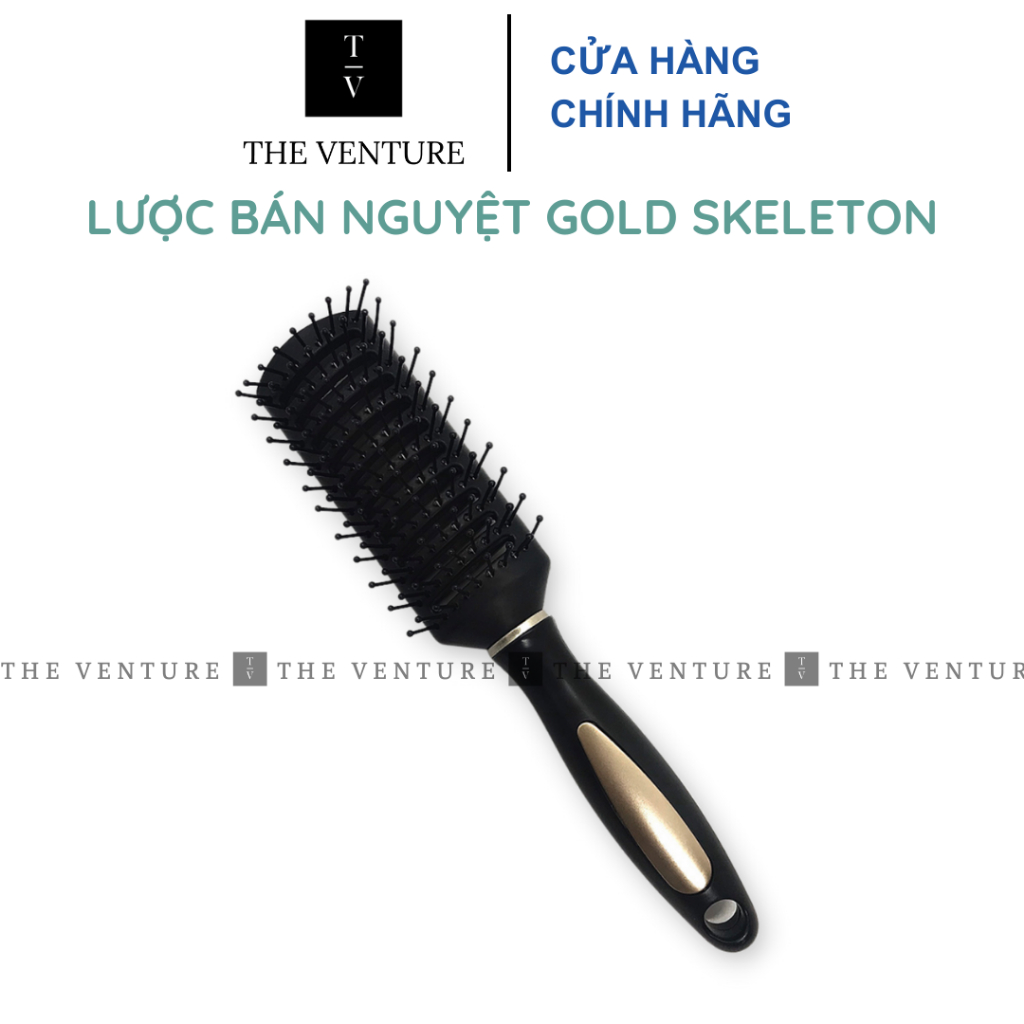 Lược bán nguyệt Gold Skeleton Brush tạo kiểu tóc , uốn tóc cao cấp .