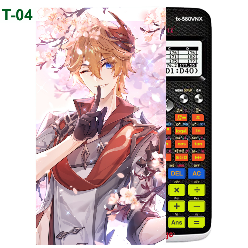 Decal - hình dán Máy tính CASIO fx570, fx580, ...nhân vật Tartaglia - Gemshin Impact