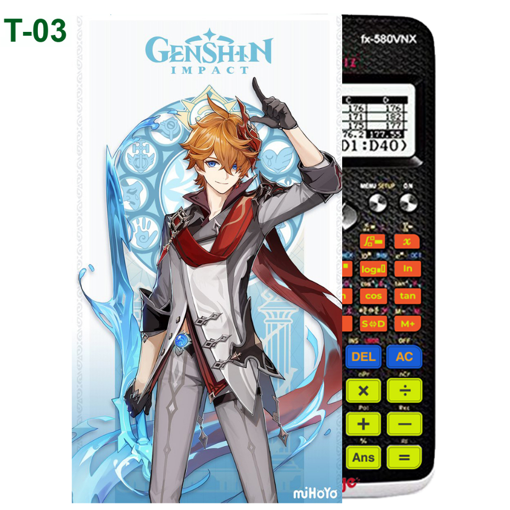 Decal - hình dán Máy tính CASIO fx570, fx580, ...nhân vật Tartaglia - Gemshin Impact