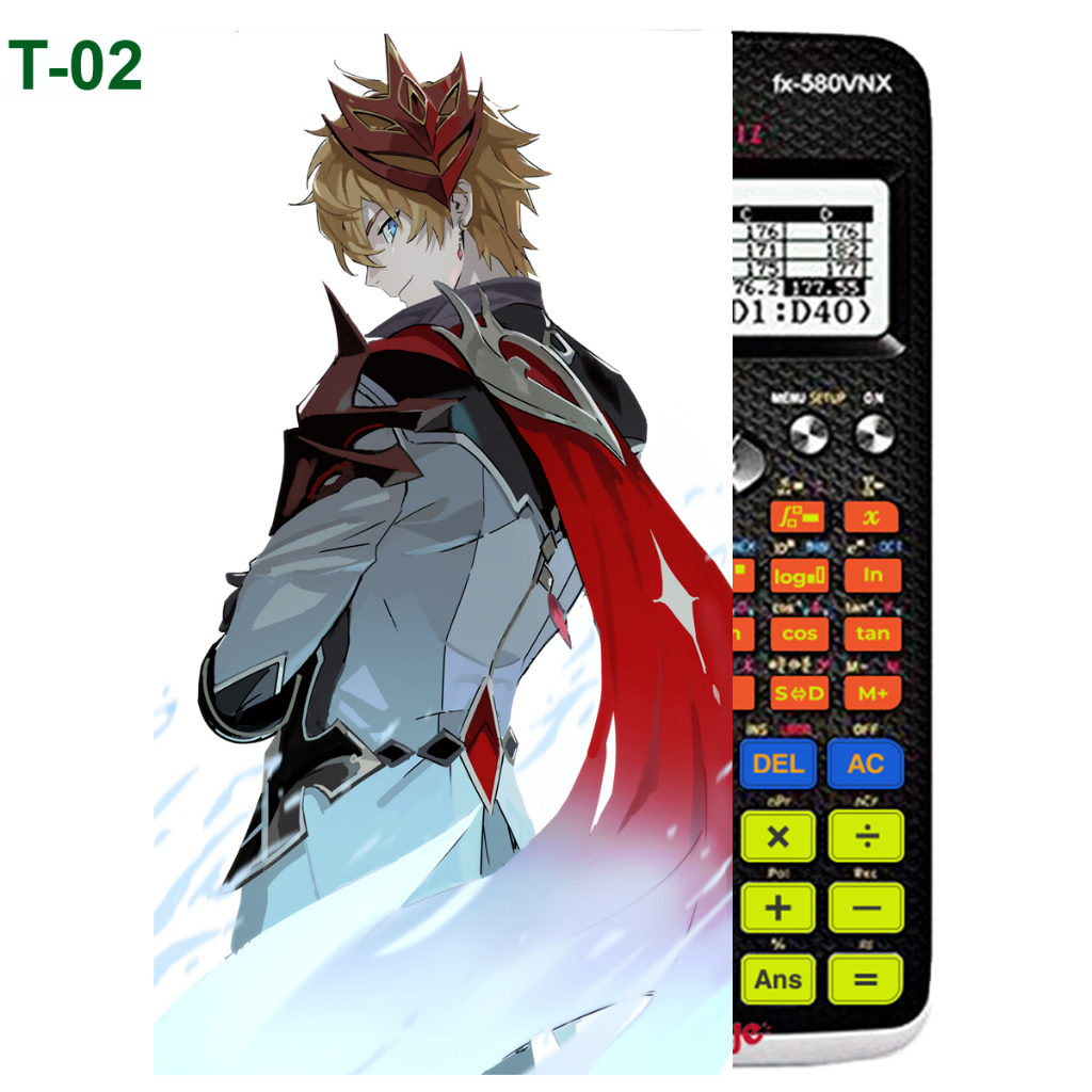 Decal - hình dán Máy tính CASIO fx570, fx580, ...nhân vật Tartaglia - Gemshin Impact