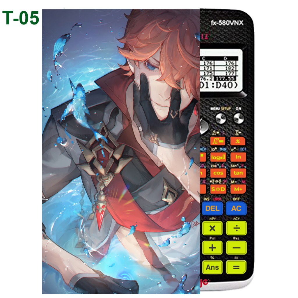 Decal - hình dán Máy tính CASIO fx570, fx580, ...nhân vật Tartaglia - Gemshin Impact