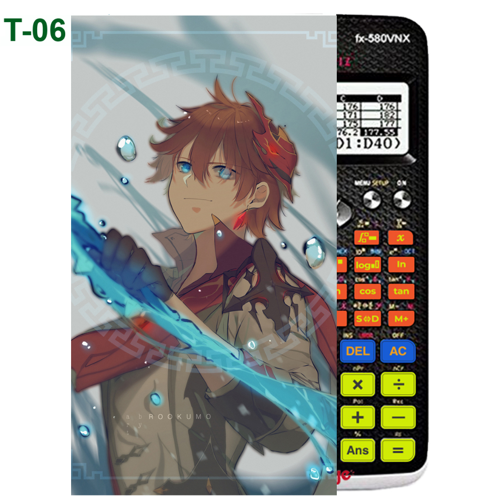 Decal - hình dán Máy tính CASIO fx570, fx580, ...nhân vật Tartaglia - Gemshin Impact