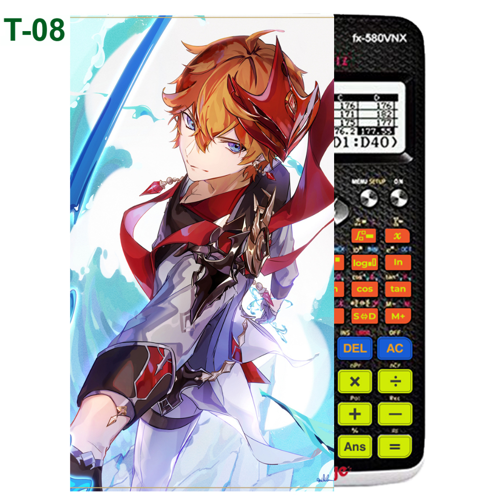 Decal - hình dán Máy tính CASIO fx570, fx580, ...nhân vật Tartaglia - Gemshin Impact