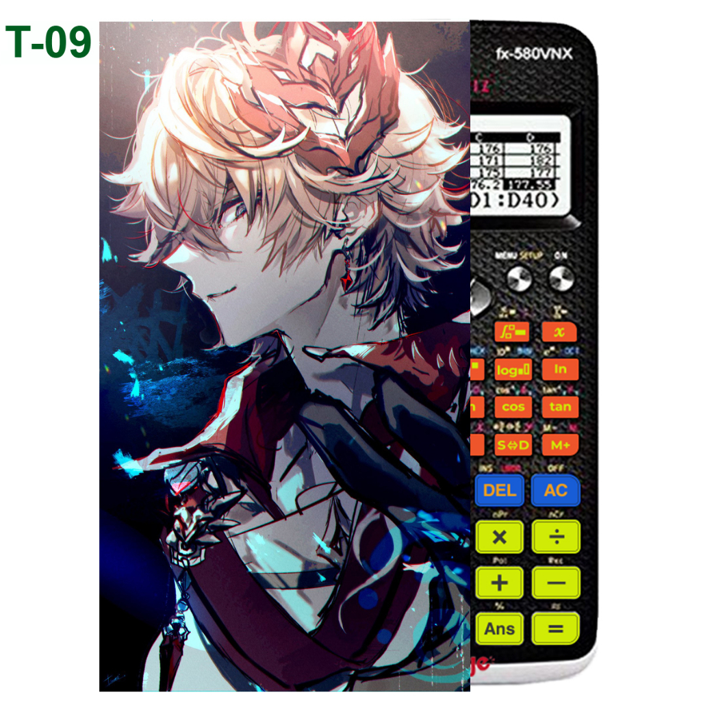 Decal - hình dán Máy tính CASIO fx570, fx580, ...nhân vật Tartaglia - Gemshin Impact