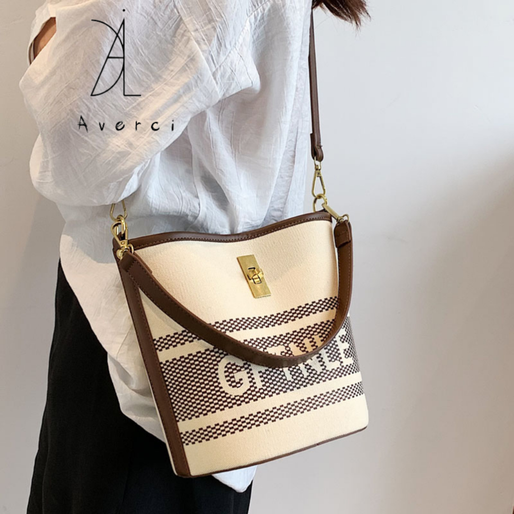 AVERCI Túi Xách Nữ Thời Trang, Túi Cặp Lồng Khóa Xoay 3 Màu Nâu - Be - Đen AVC3136580